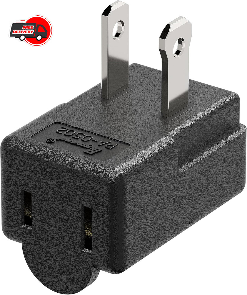 Right Angle Adapter,2-Prong 90 Degree Downward Angled AC Adapter, Polarized 2-Pr