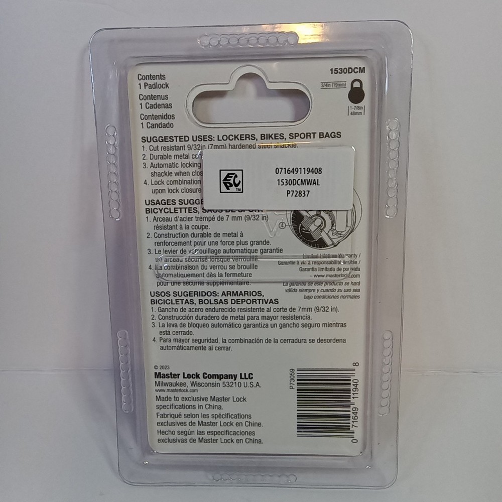 New In Package Master Lock Level 3 Security Combination Padlock Purple