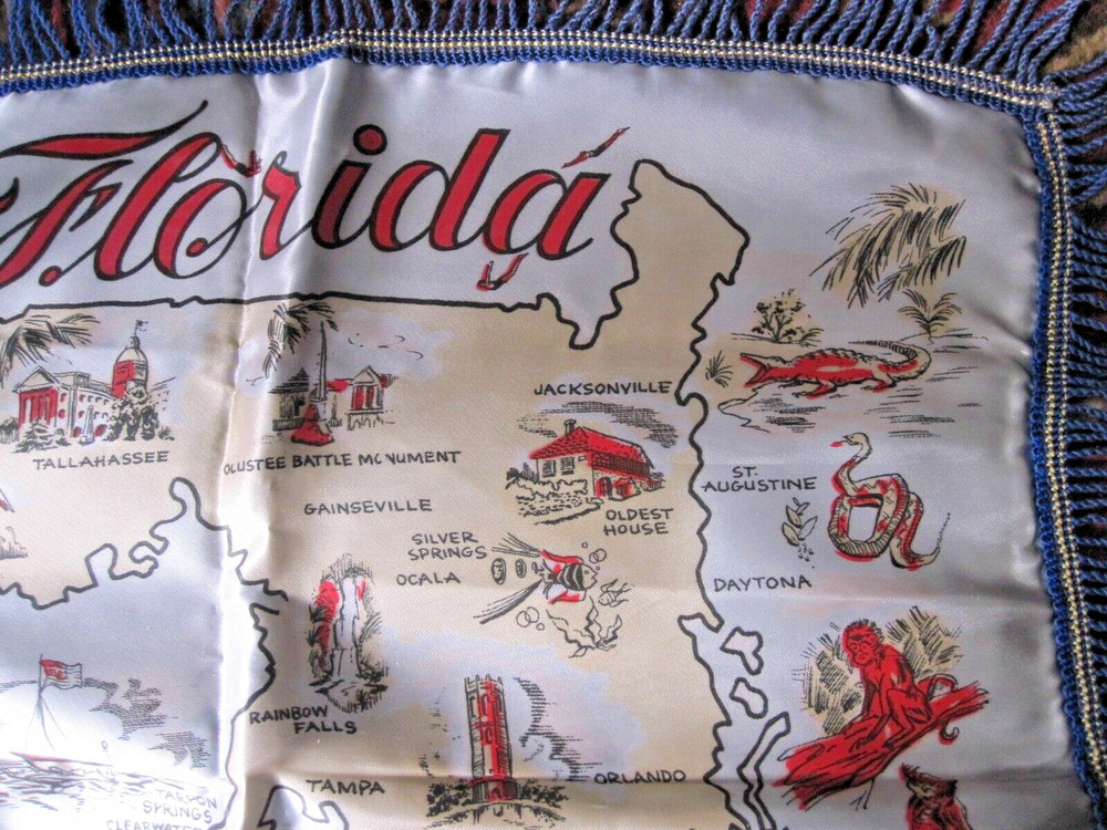WWII Satin Pillowcase - FLORIDA - Beautifully done.