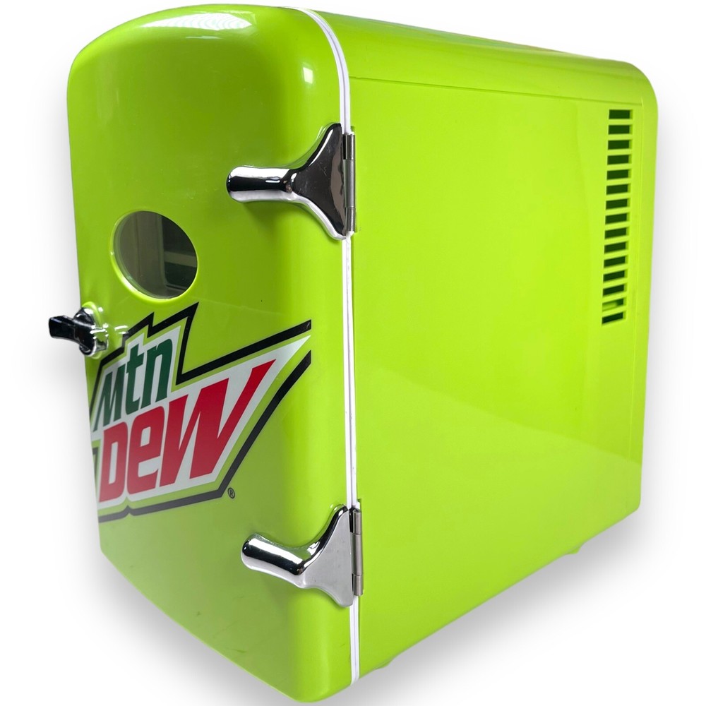 Mountain Dew MIS134MD-B Mini Portable Compact Personal Fridge Cooler 6 Can Cap