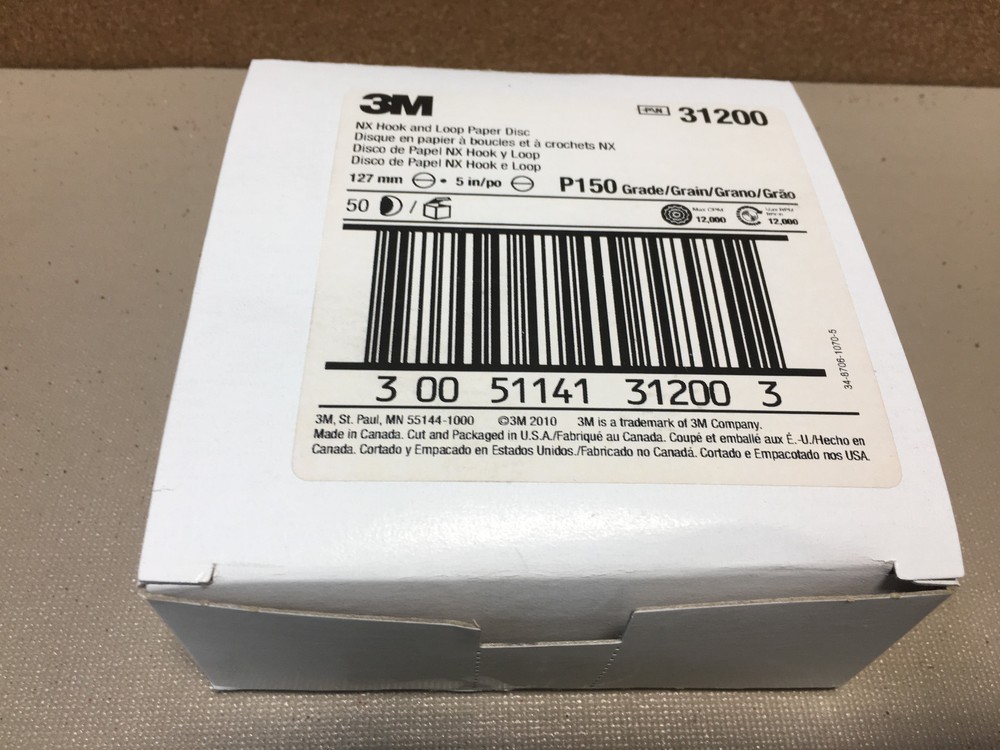 3M NX Hook and Loop Paper Disc, 5" in  P150 Grade 50 Count Box