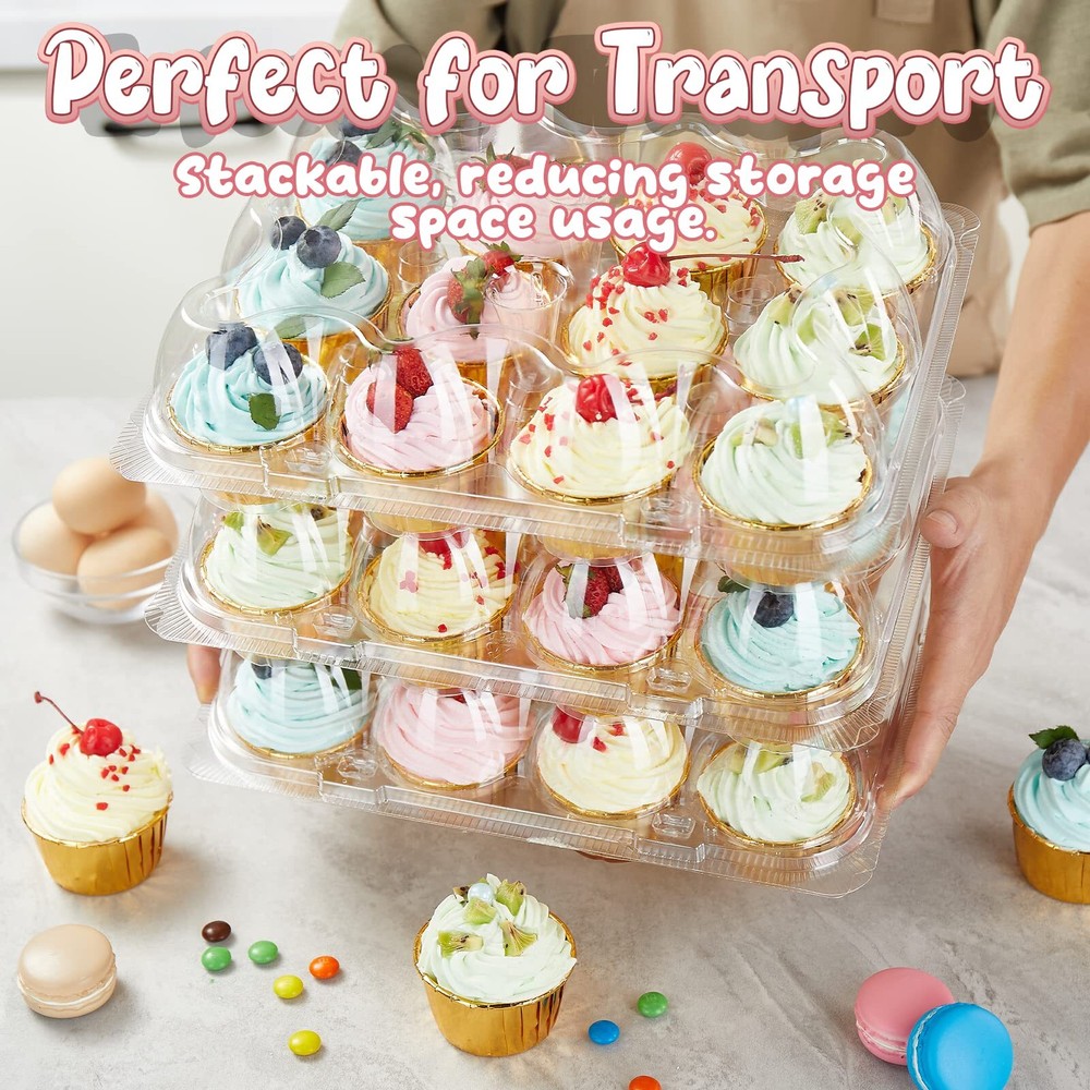 12 Pack x 20 Sets Gencywe Stackable Cupcake Carrier with 240 Pack Cupcake Lin...