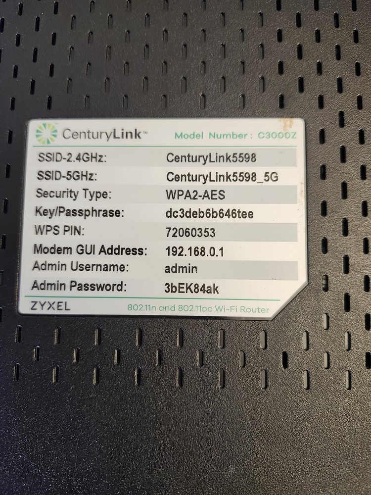 CenturyLink5598 Router