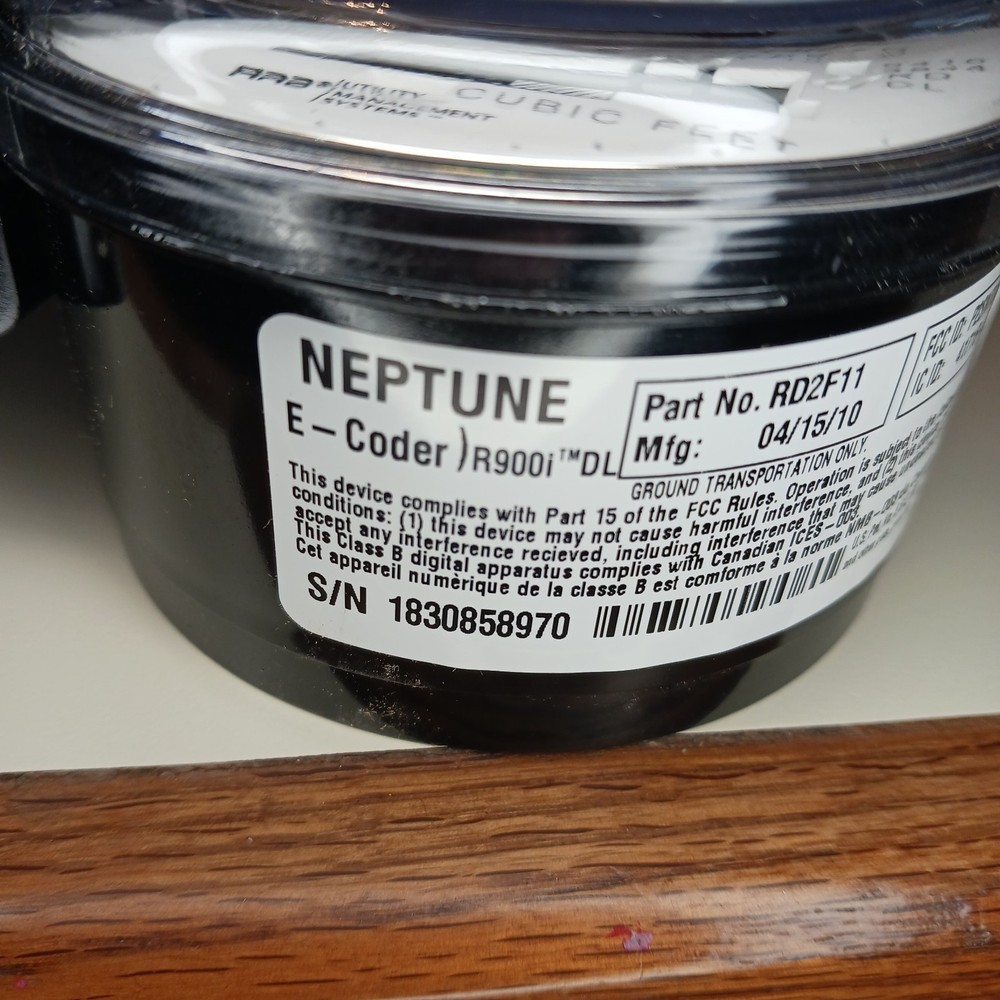 Neptune E-Coder R900i Water Meter Register Part Number RD2F11