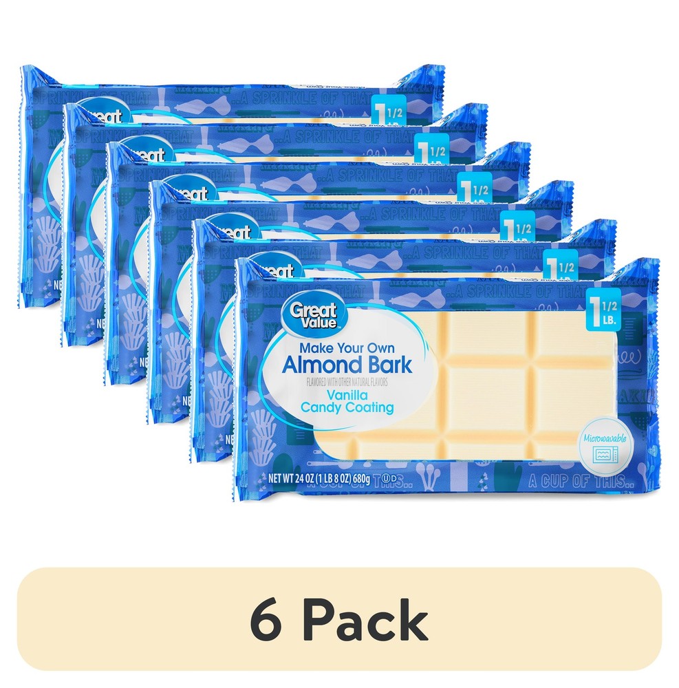 (6 pack) Great Value Almond Bark, Vanilla, 24 oz Bar