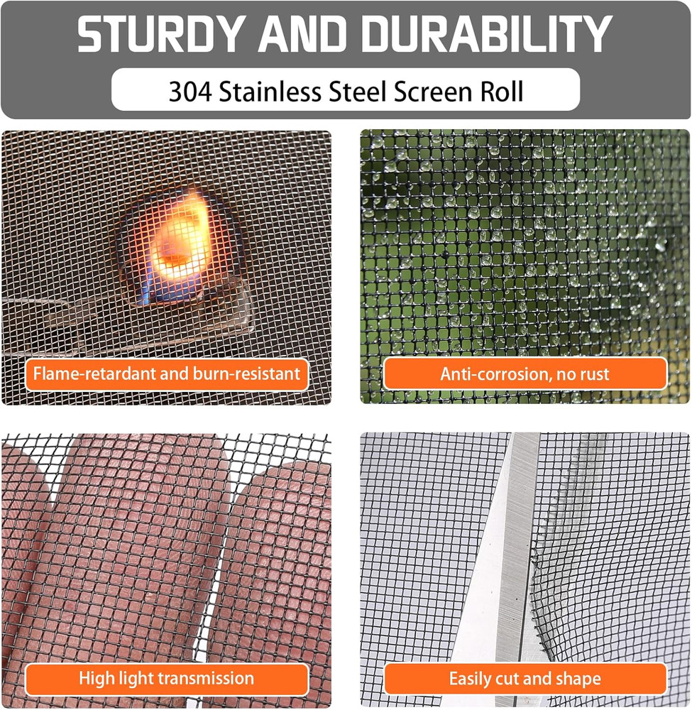 304 Black Stainless Steel Robust & Shielding Window Screen Replacement Mesh