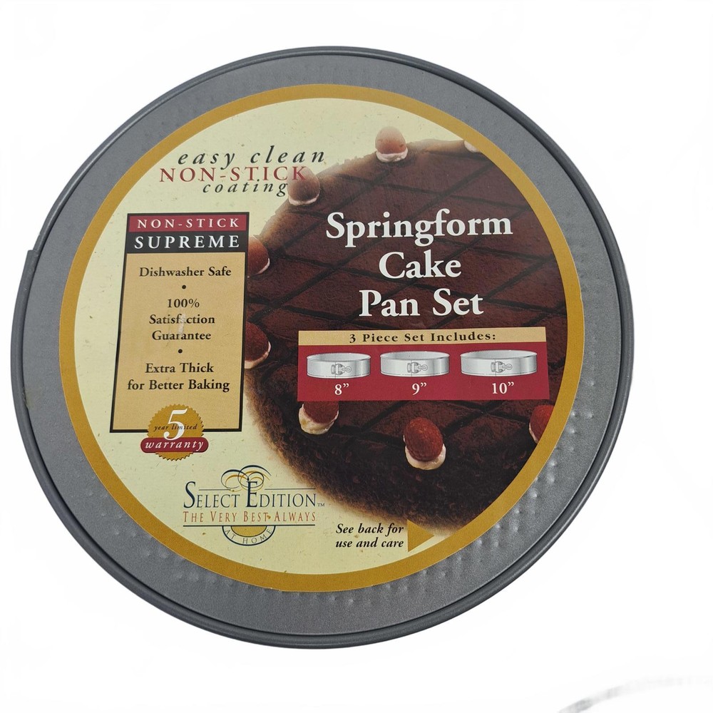 Select Edition 3 Piece Set Springform Cake Pan Set Brand New Dishwasher Safe