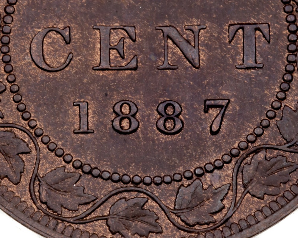 1887 Double 87 Canada Large Cent Coin (AU) Condition