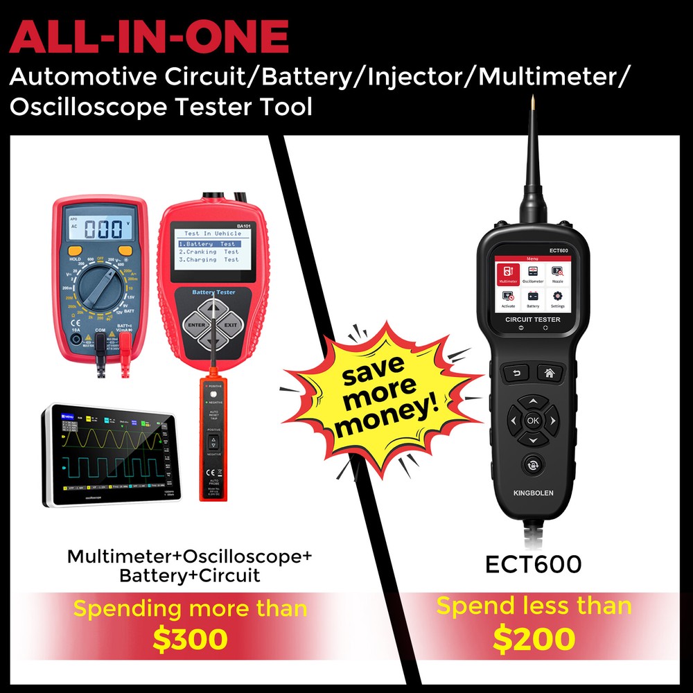 KINGBOLEN ECT600 12V-24V Multi-function Power Circuit Probe Tool Battery Tester