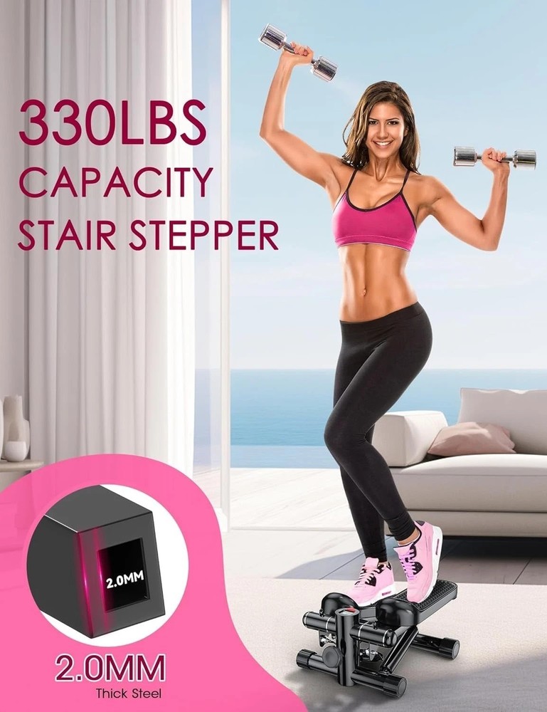 Compact Mini Stepper with Resistance Bands - 330LBS Capacity for Home Workouts
