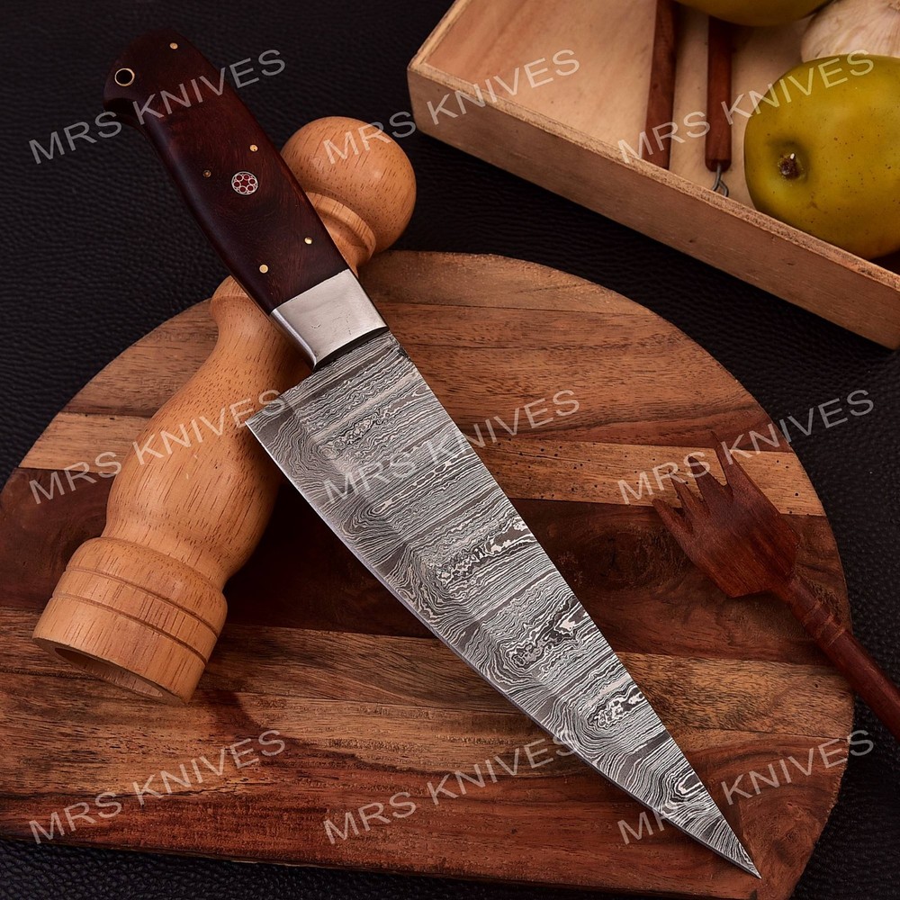 Handmade Damascus Chef Knife – Premium Kitchen Cooking Cutlery Sharp Pro Blade