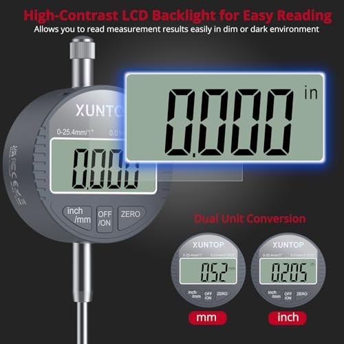Digital Dial Indicator 1inch/0.0005inch LCD Display Electronic Dial Test