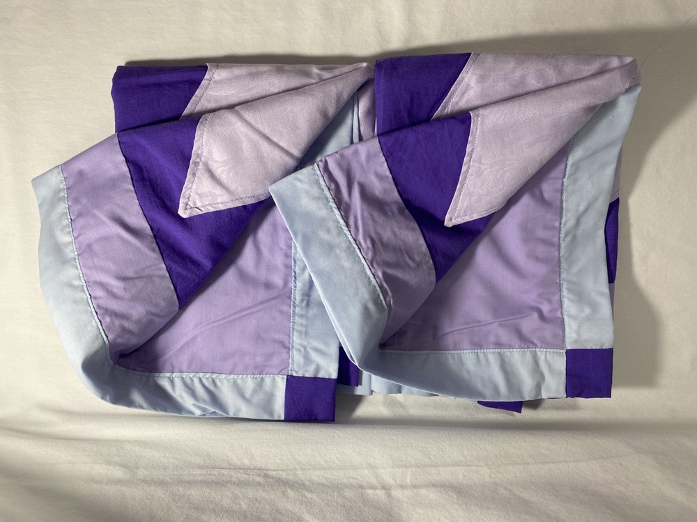 Two Handmade Pillow Shams Multi Purple & Blue With Star