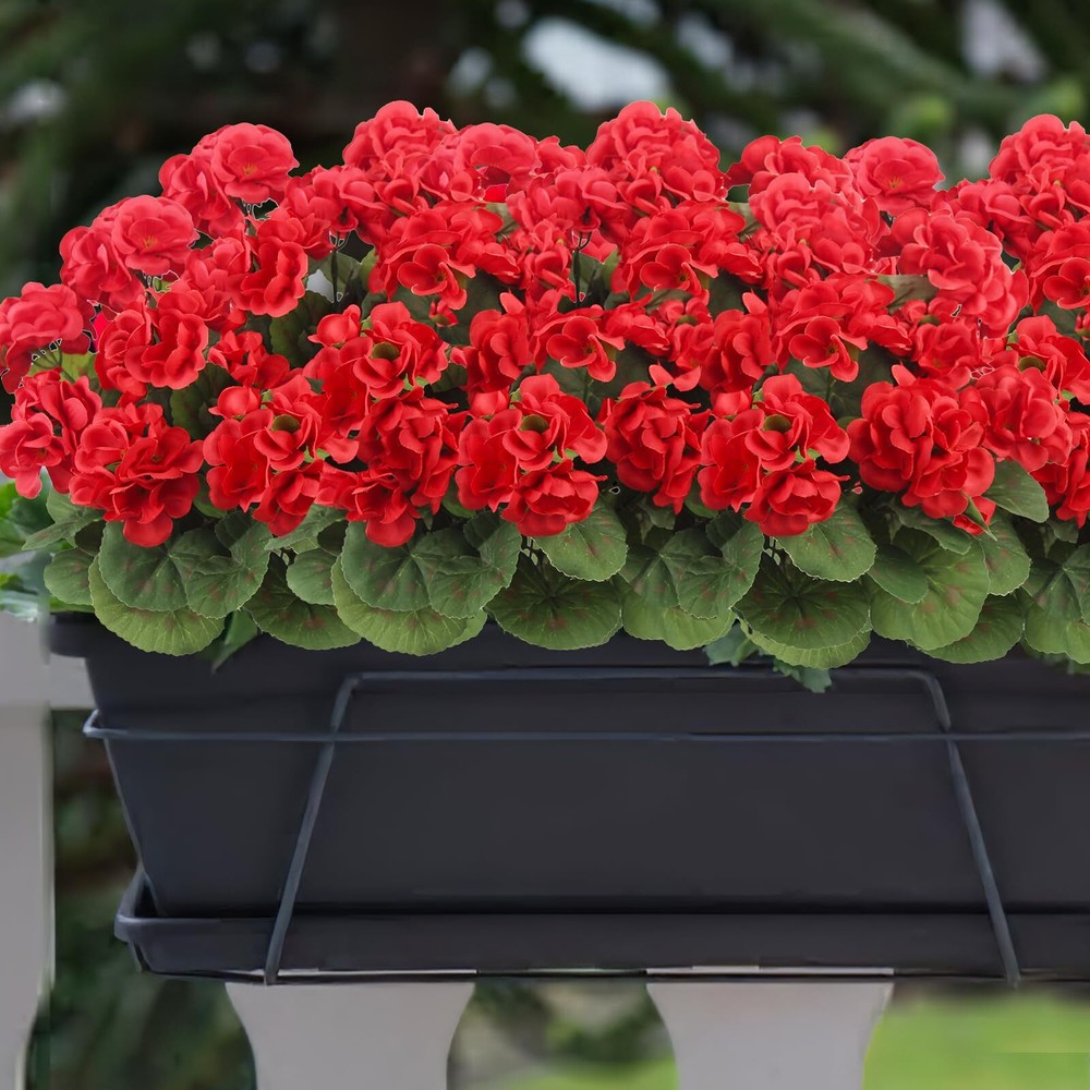 3 Pcs Artificial Geraniums Flowers Silk Geraniums for Outdoors UV Resistant R...