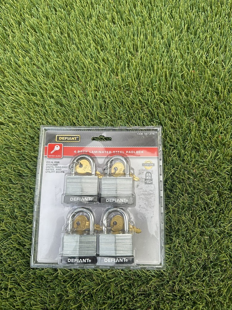 Defiant Laminated Steel Padlock 4 Pack Sealed