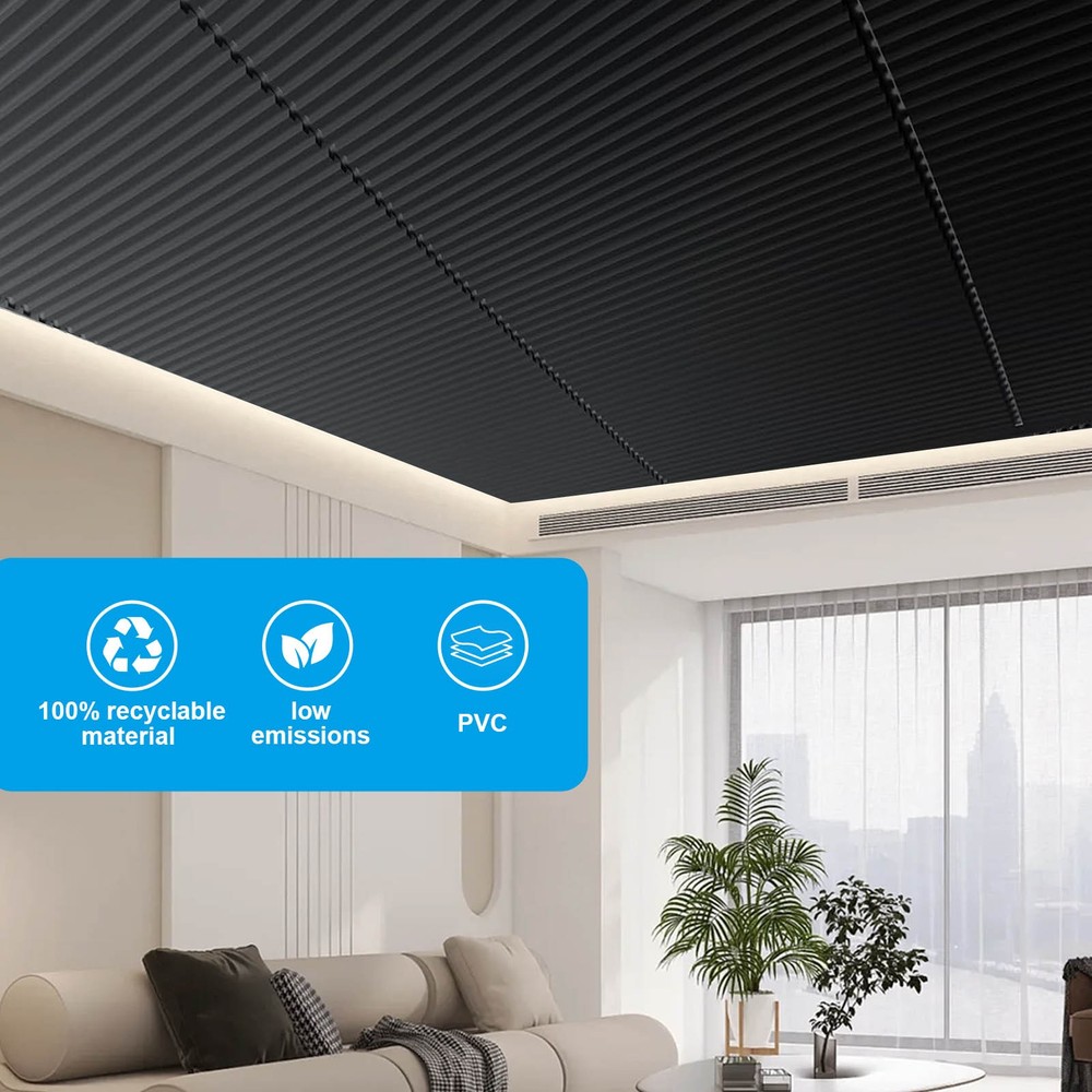12PCS Ceiling Panel 2x4 Feet, PVC Decorative Ceiling Covering Panel,Black