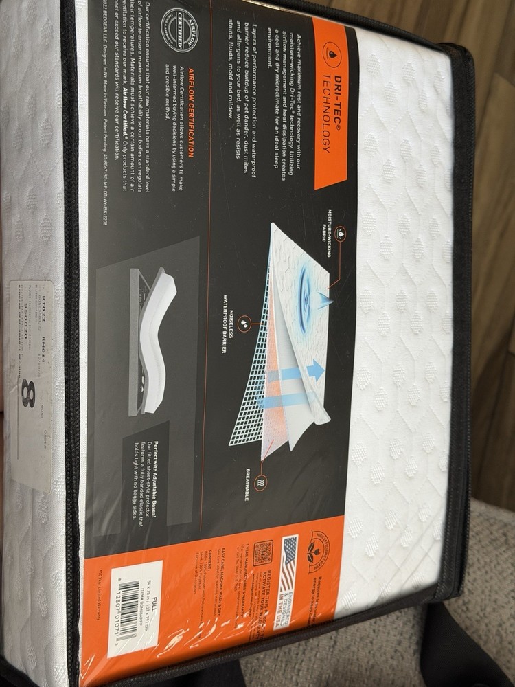 Bedgear Performance Dri-Tec Technology Mattress Protector BGM03AWFF 54x75 FULL