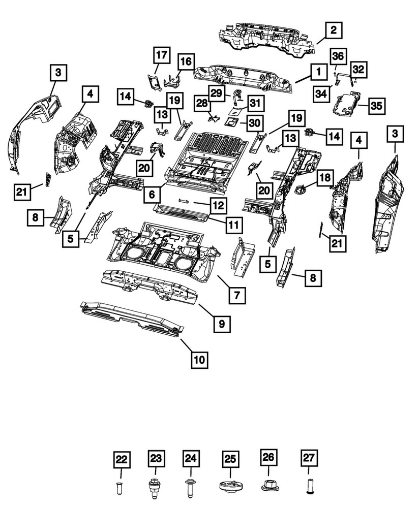 Genuine Mopar Quarter Inner Bracket Left 68637389AA