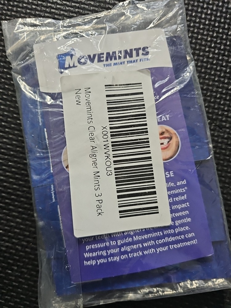 Movemints Clear Aligner Mints Patented Aligner Seating Mints Edible 3 Pack