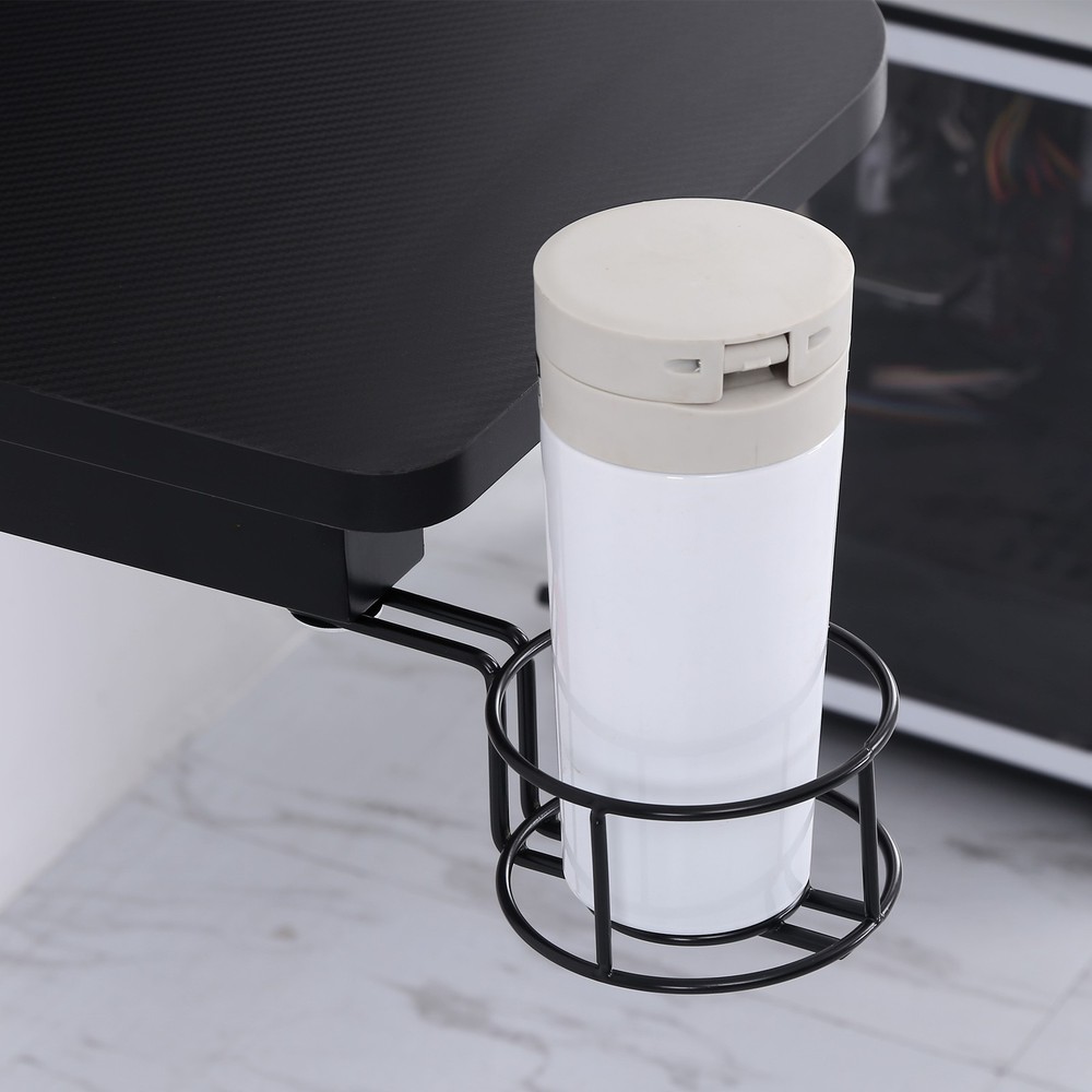 Gaming Computer Desk with Rotating Cup Holder and K Shaped Frame, Red