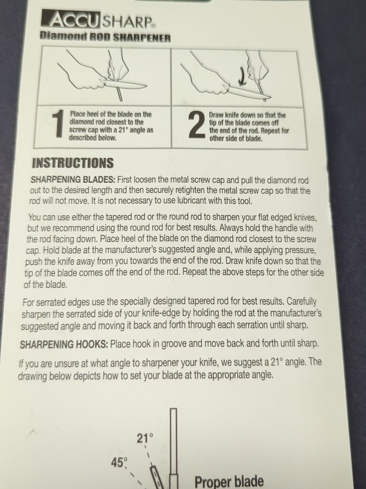 AccuSharp Retractable Diamond Rod - Knife Hook Tool Sharpener