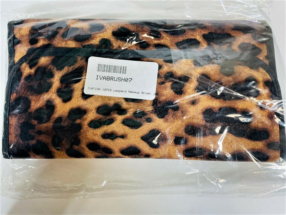 Ivation 12 Pc Leopard Makeup Brush Set with Travel Pouch