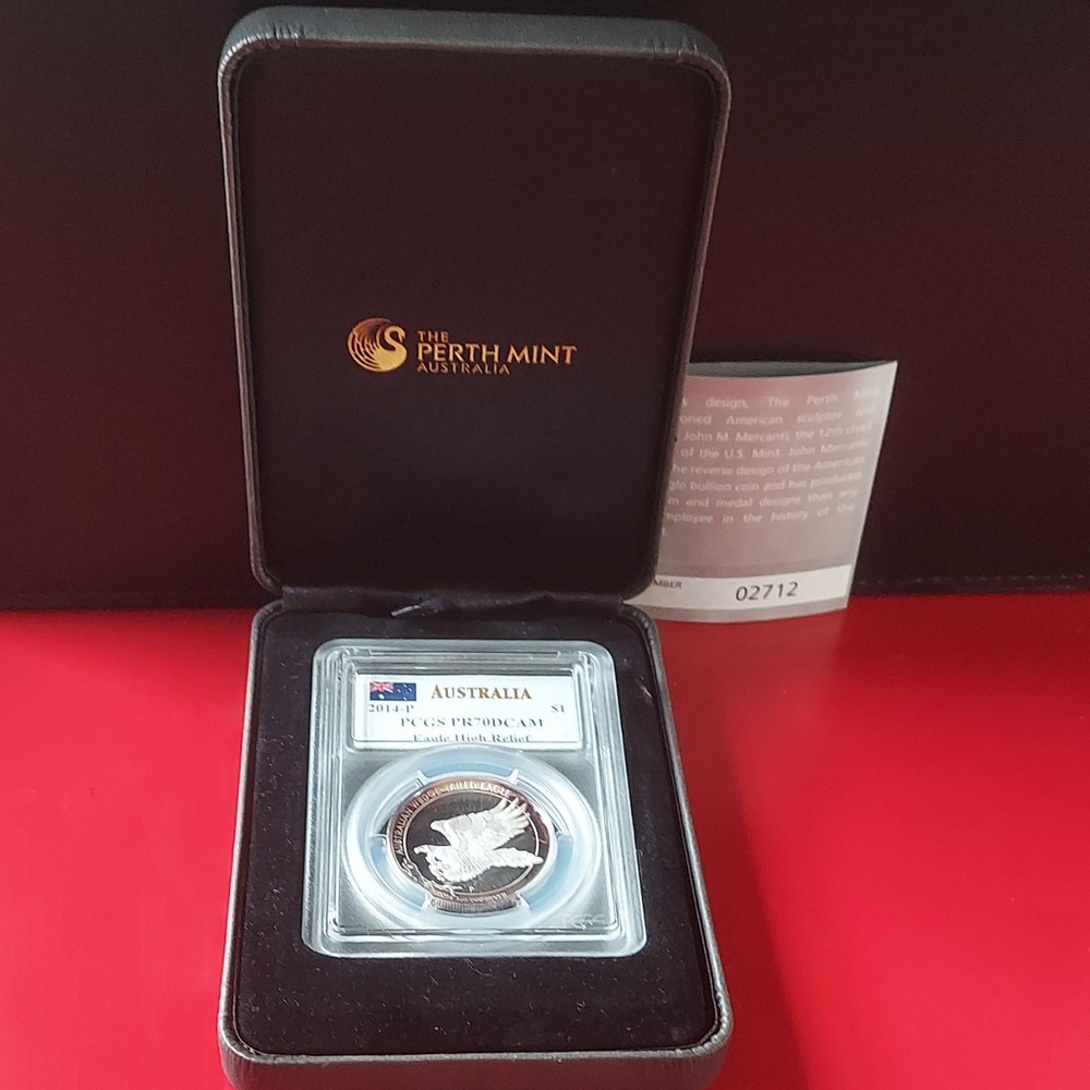 Australia 2014 $1 High Relief Wedge-tailed Eagle Silver PCGS PR70DCAM Perth Mint