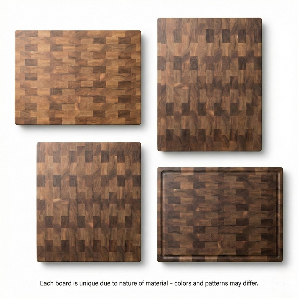 Solid Wood End Grain Walnut Cutting Board, Thick Charcuterie Chopping Block