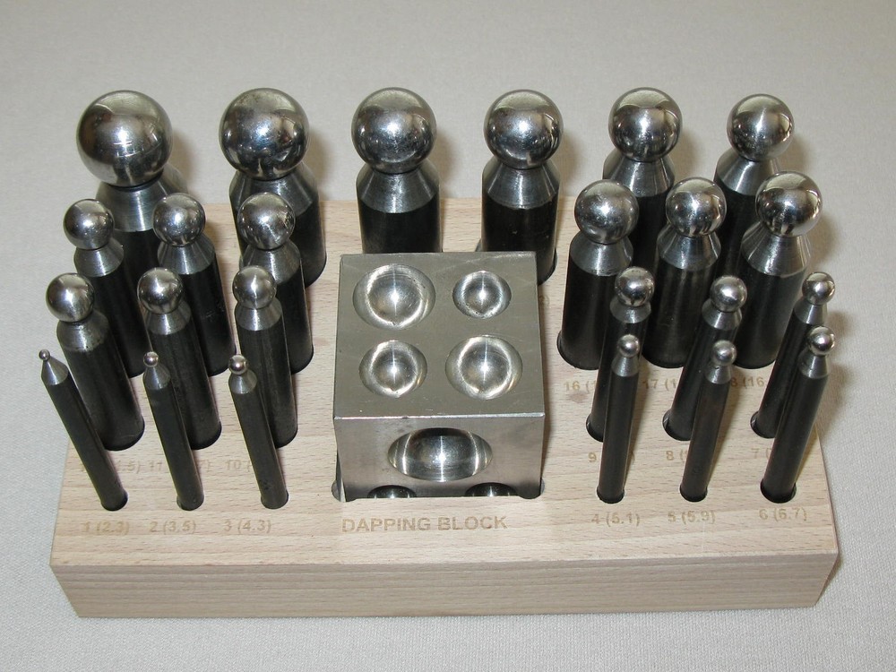 26 PIECE DAPPING BLOCK DOMING PUNCH TOOL SET JEWELRY MAKING TOOLS