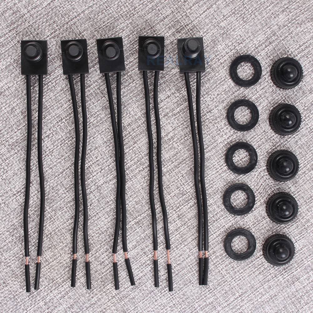 5x 12V Waterproof On-Off Push-Button Switch LED Push Button Switch w/ 4" Leads