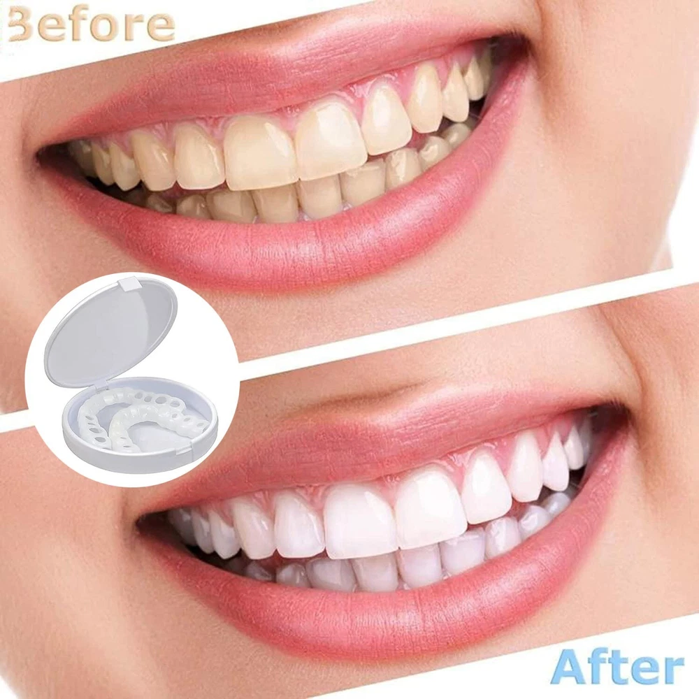 Snap On Upper and Bottom Set False Teeth Dental Veneers Denture Tooth Cover US