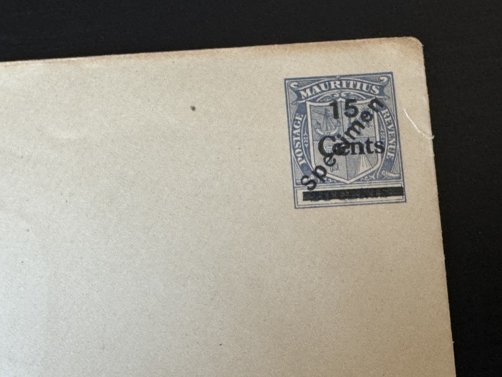 Mauritius - KGV Specimen Optd 15c PSE Postal Stationery Envelope