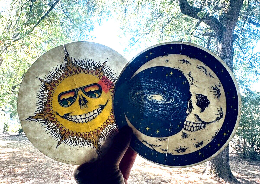 (2) Original Authentic 1988 Grateful Dead Moon / Sun Window Stickers