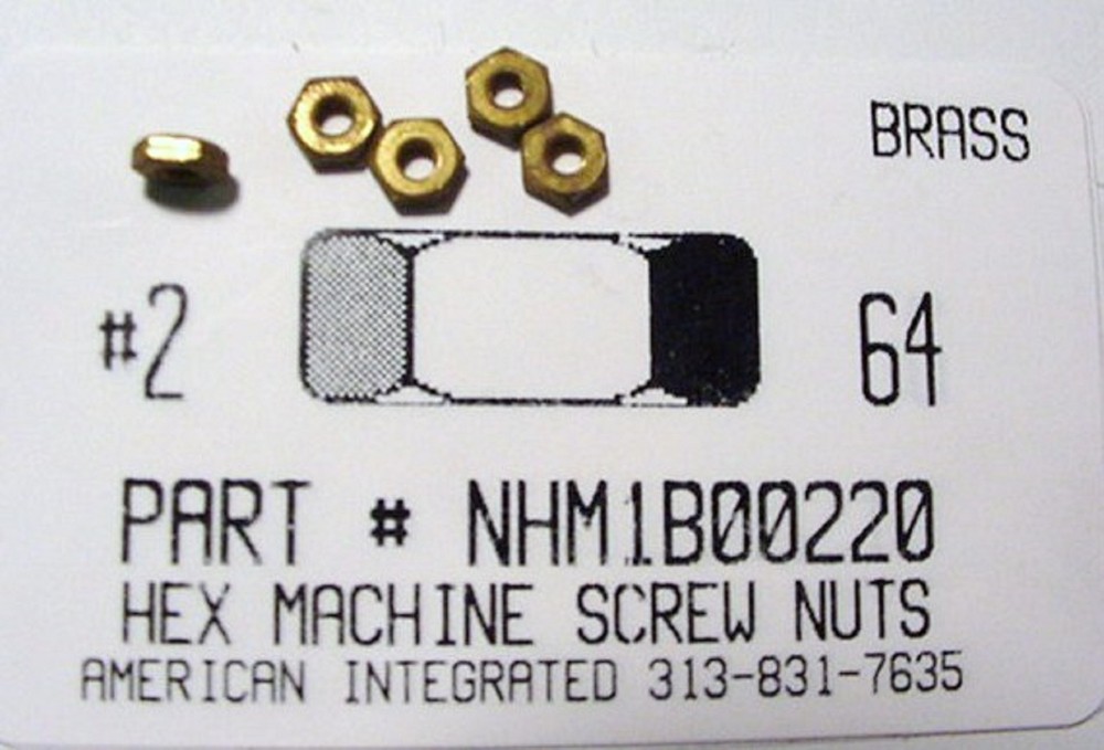 #2-64 Hex Machine Screw Nuts Solid Brass (30)