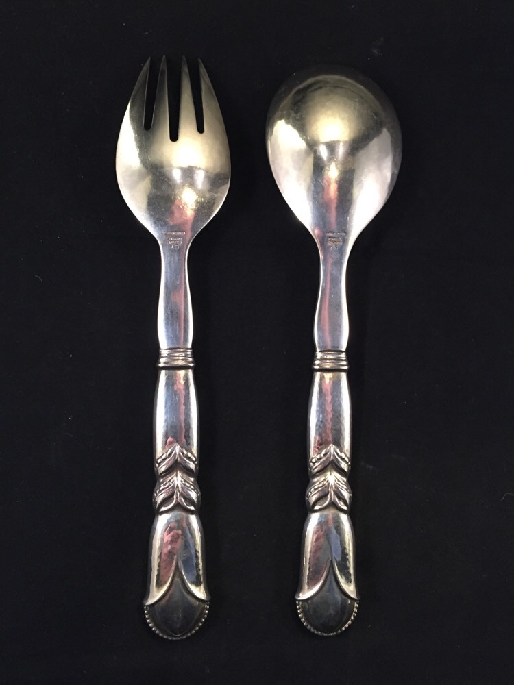 Georg Jensen Sterling Silver Salad Set Pattern # 57