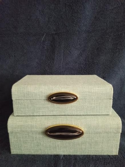 Green Decorative Storage Box Set – 2‑Piece Fabric Bins, Rectangular, Durable,