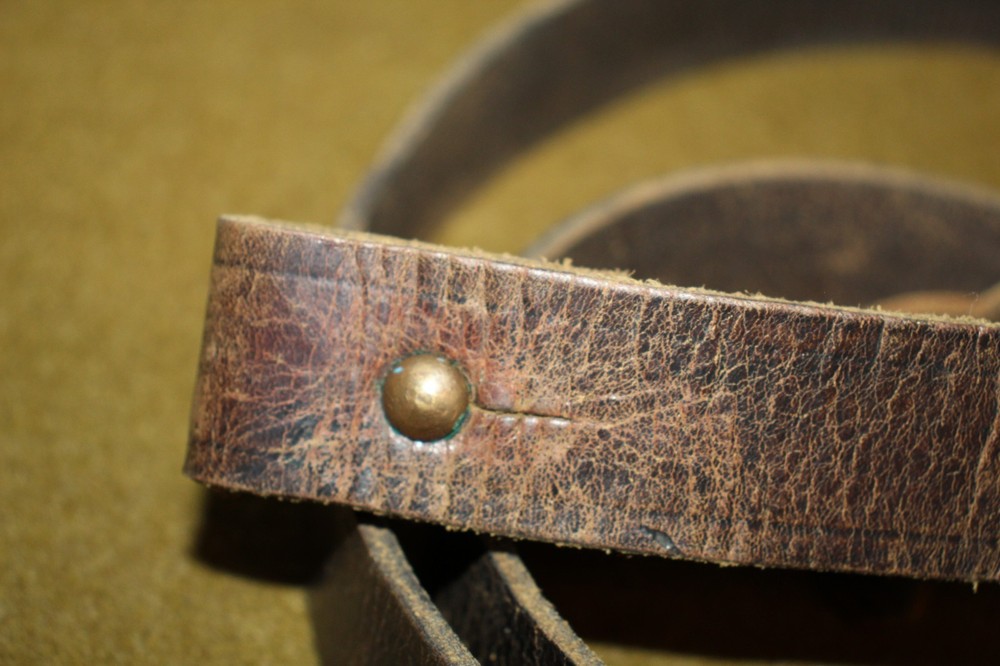 Original (Unknown) Brown Leather Rifle Sling, 55" Total Length