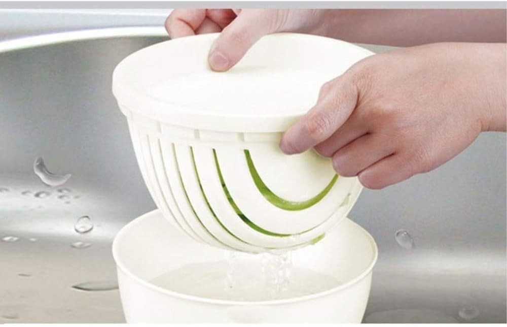 Easy Fruit Vegetable Salad Cutter Bowl,Multi-Function Kitchen Colander Strainer