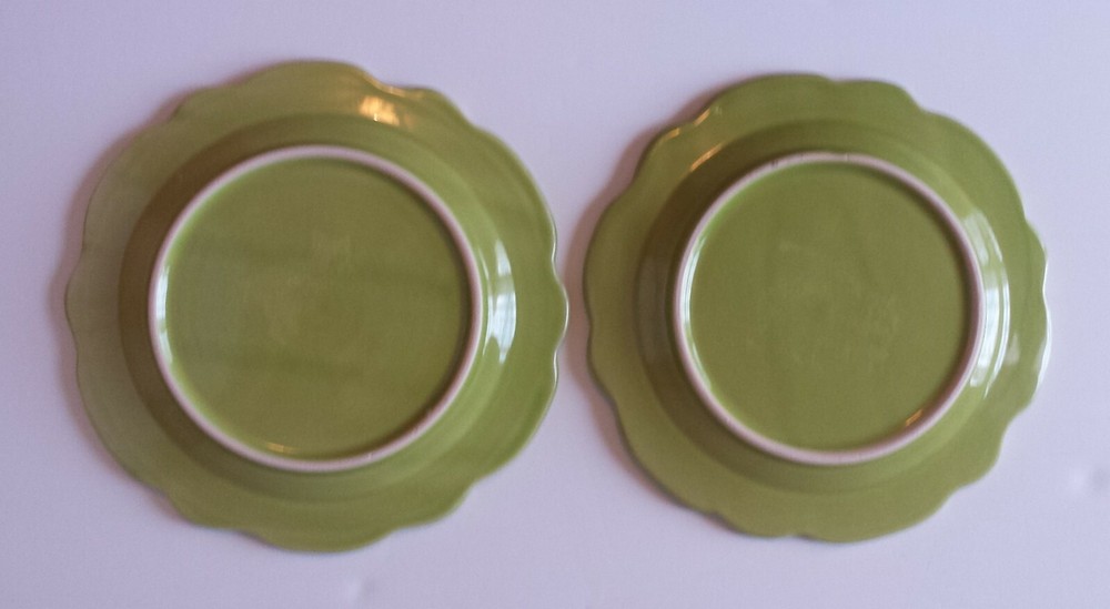 Unique Cauliflower Ceramic Pitcher with Two coordinating Green Flower Plates