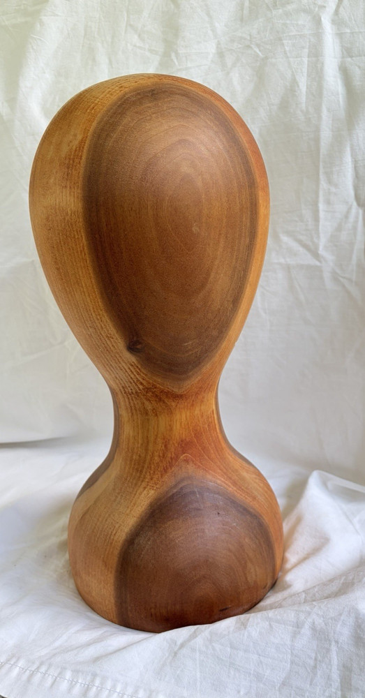 Abstract Solid Wood Head - Hat and Wig Display Stand - 15"