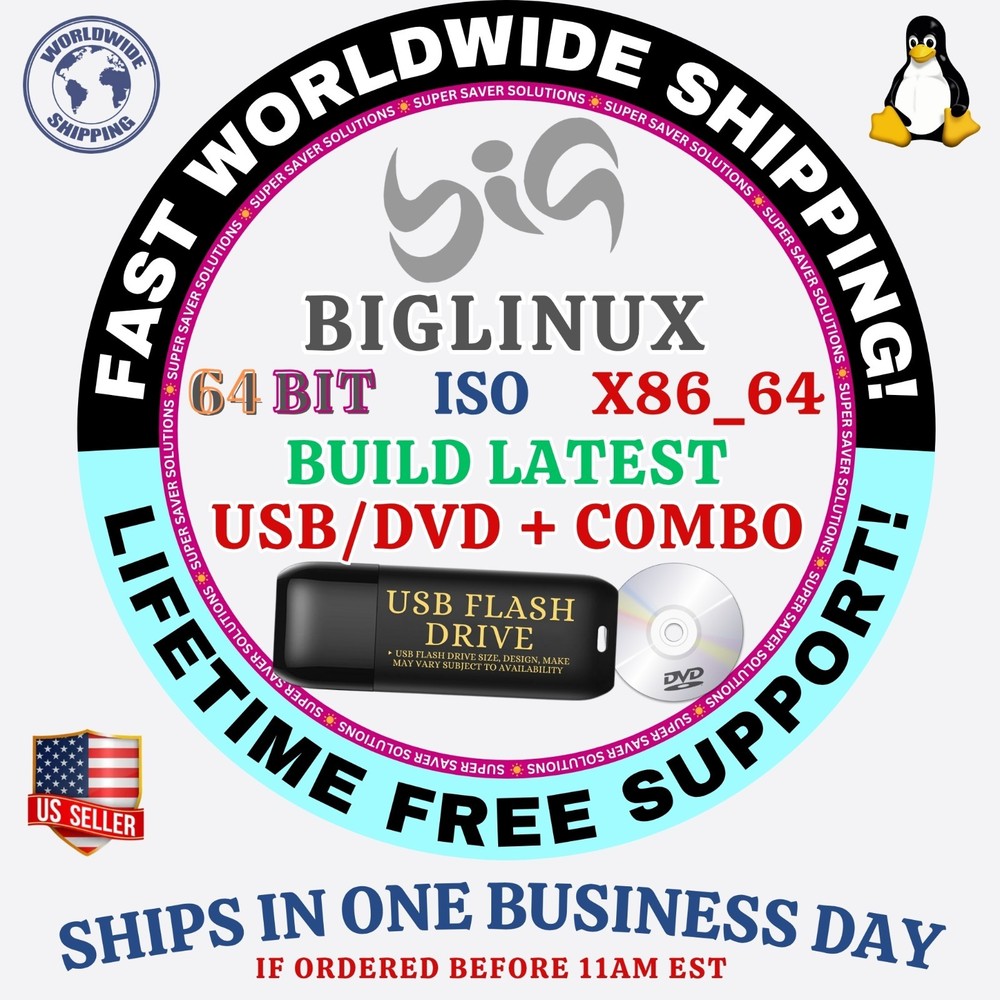 BigLinux Linux OS ISO 64BIT USB-DVD, LIVE-FULL BOOT, MAC PC, KERNEL 66, 612, 614