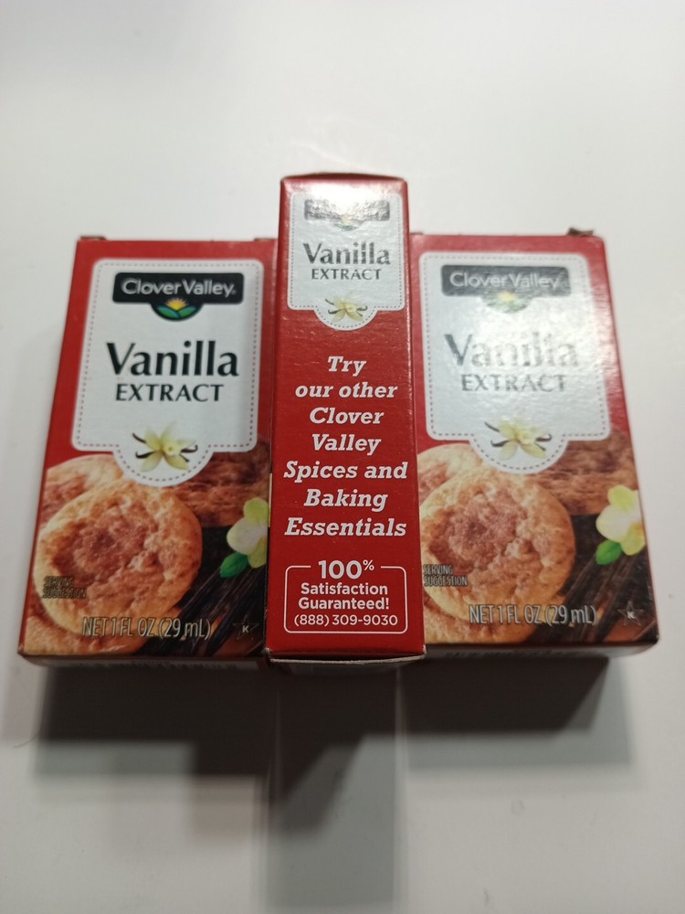 (3) Clover Valley Vanilla Extract 1 Oz vanillin flavor