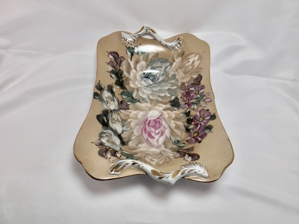 Floral Hand Painted Serving Dish With Handles