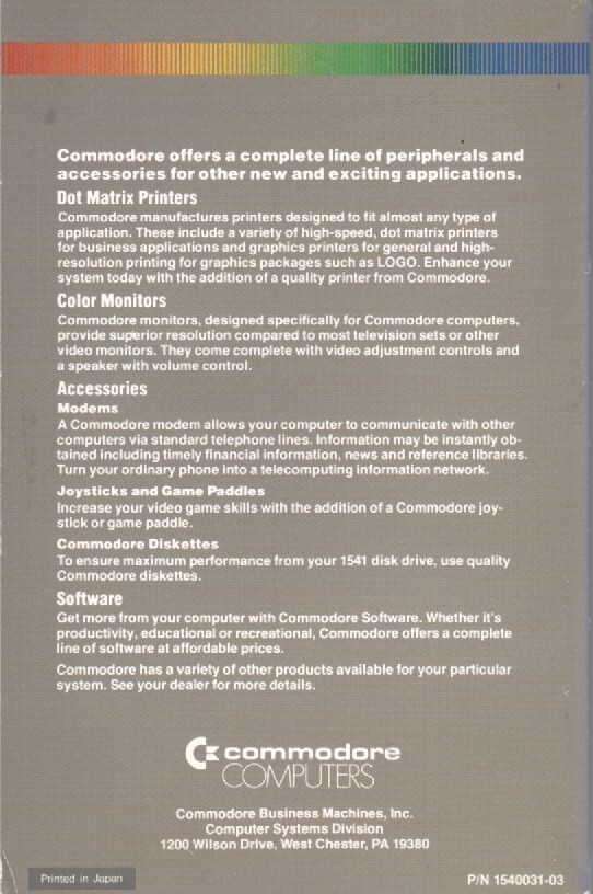 Commodore - 1541 Disk Drive - User's Guide