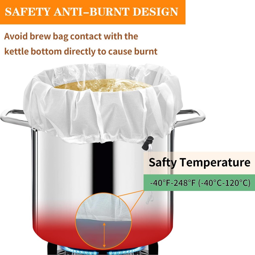 2 Pack 26x22 Inch Extra Large Reusable Straining Bag Brewing Bags w/ Drawstring