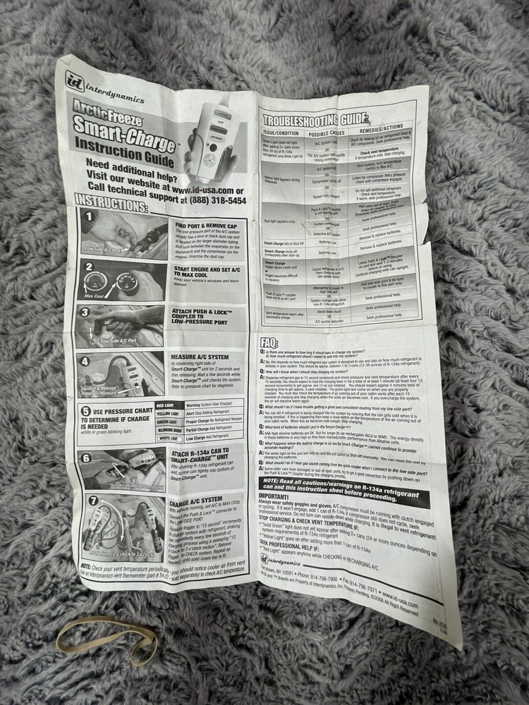 Interdynamics Arctic Freeze Smart Charge Unit with Instruction Guide 