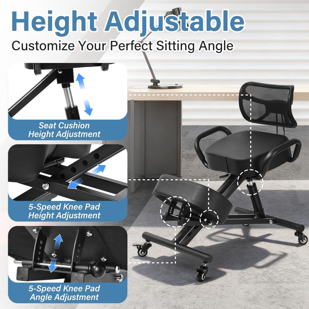 Ergonomic Kneeling Chair With Back Posture Support For Office