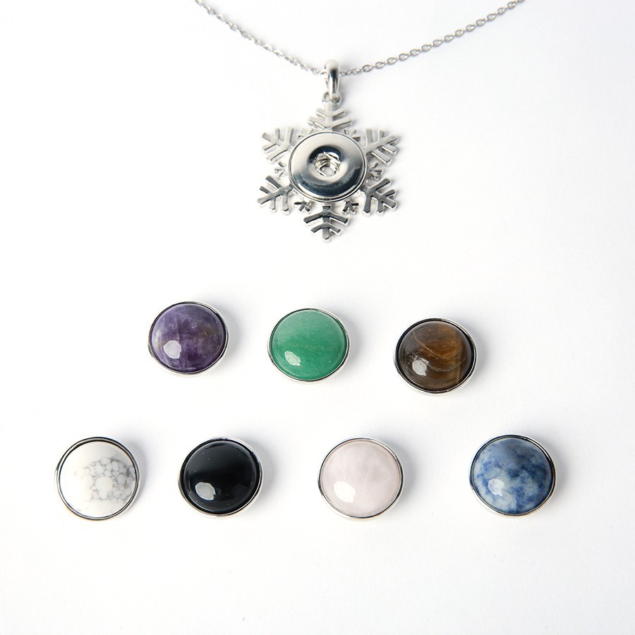 Dream Forest Series. Natural Crystal Gemstone Button Necklace