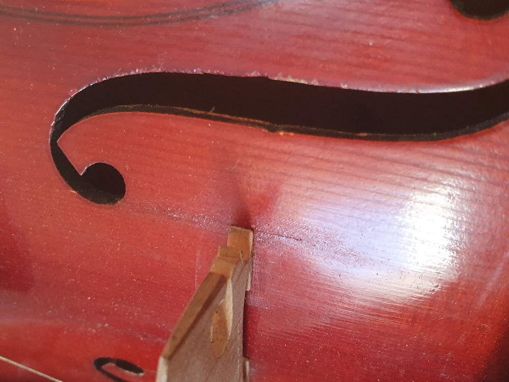 nice, old German 4/4 Violin "Stradivarius" Nicely flamed back! Cracks at Front!
