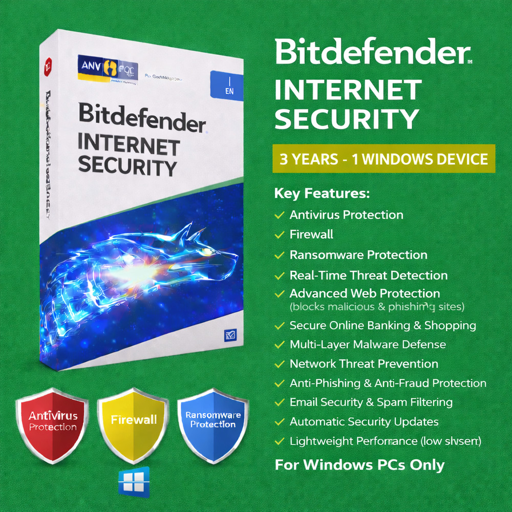 Bitdefender Internet  Security - 3 Years 1 Windows Device +  Daily VPN